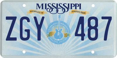 MS license plate ZGY487