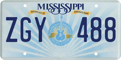 MS license plate ZGY488
