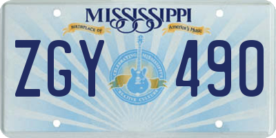 MS license plate ZGY490
