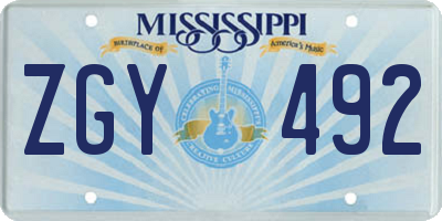 MS license plate ZGY492