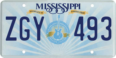 MS license plate ZGY493
