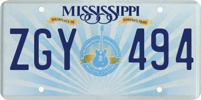 MS license plate ZGY494