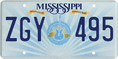 MS license plate ZGY495