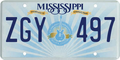 MS license plate ZGY497