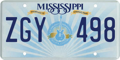 MS license plate ZGY498