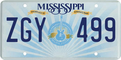 MS license plate ZGY499