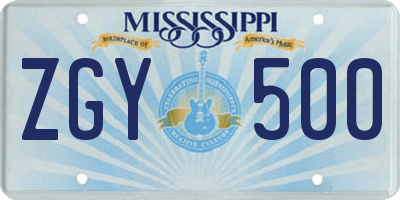 MS license plate ZGY500