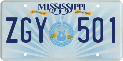 MS license plate ZGY501