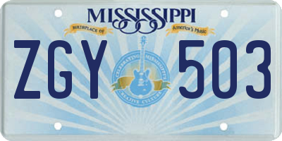MS license plate ZGY503