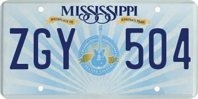 MS license plate ZGY504