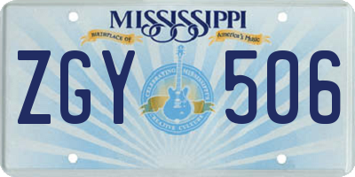 MS license plate ZGY506