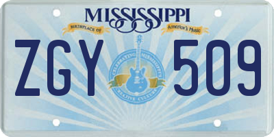 MS license plate ZGY509