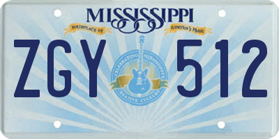 MS license plate ZGY512