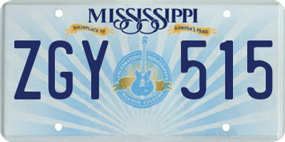 MS license plate ZGY515