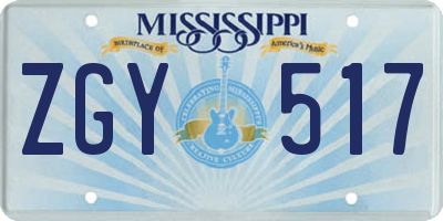 MS license plate ZGY517