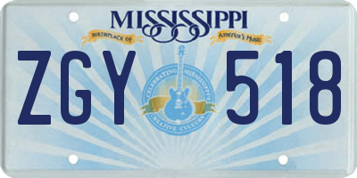 MS license plate ZGY518