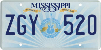 MS license plate ZGY520