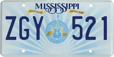 MS license plate ZGY521