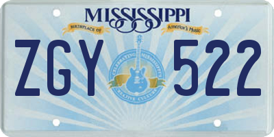 MS license plate ZGY522