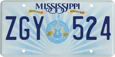 MS license plate ZGY524