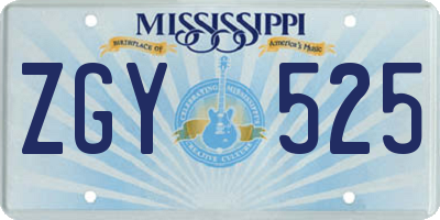 MS license plate ZGY525