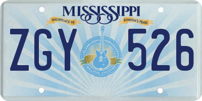 MS license plate ZGY526