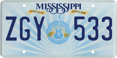 MS license plate ZGY533
