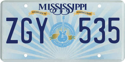 MS license plate ZGY535
