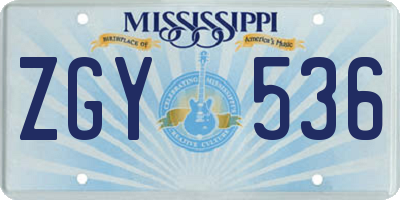 MS license plate ZGY536