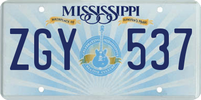 MS license plate ZGY537