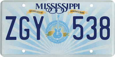 MS license plate ZGY538
