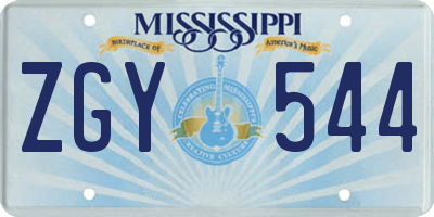 MS license plate ZGY544