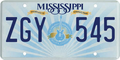 MS license plate ZGY545