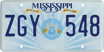 MS license plate ZGY548