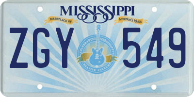 MS license plate ZGY549