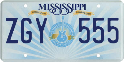 MS license plate ZGY555