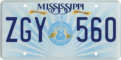MS license plate ZGY560