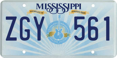 MS license plate ZGY561