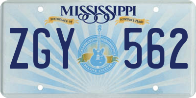 MS license plate ZGY562