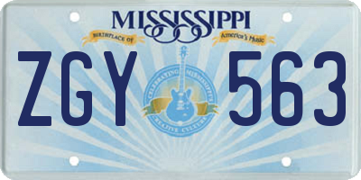MS license plate ZGY563