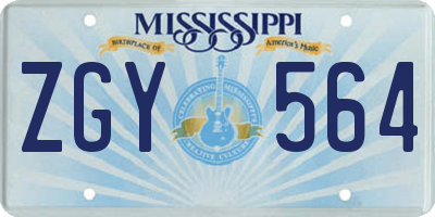 MS license plate ZGY564