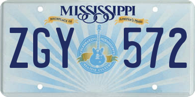 MS license plate ZGY572