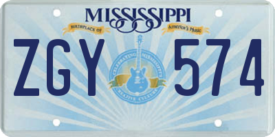 MS license plate ZGY574