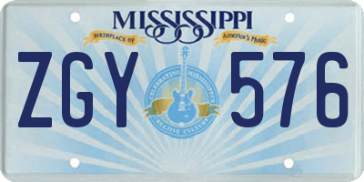 MS license plate ZGY576