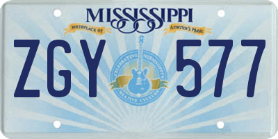 MS license plate ZGY577