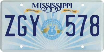 MS license plate ZGY578