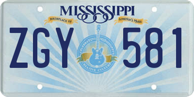 MS license plate ZGY581