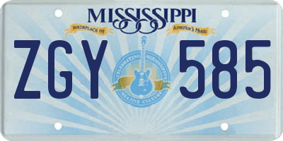MS license plate ZGY585