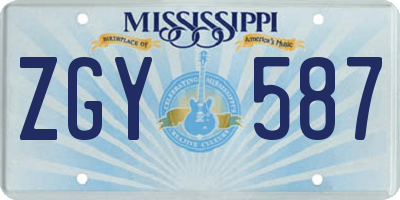 MS license plate ZGY587