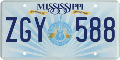 MS license plate ZGY588